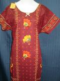 Maroon Printed Gown Kaftan Jalabiya Nighty Sleep Wear Shieno #6382